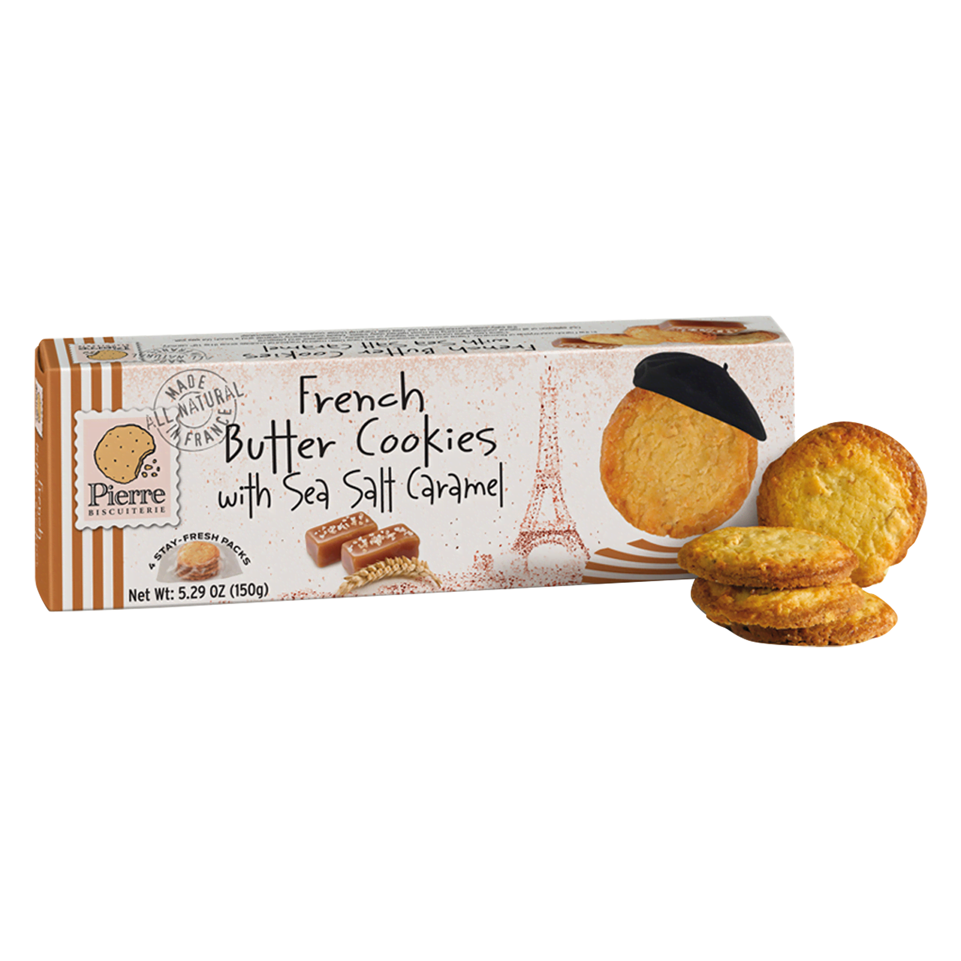 Französische Butter Cookies mit Meersalz & Karamell