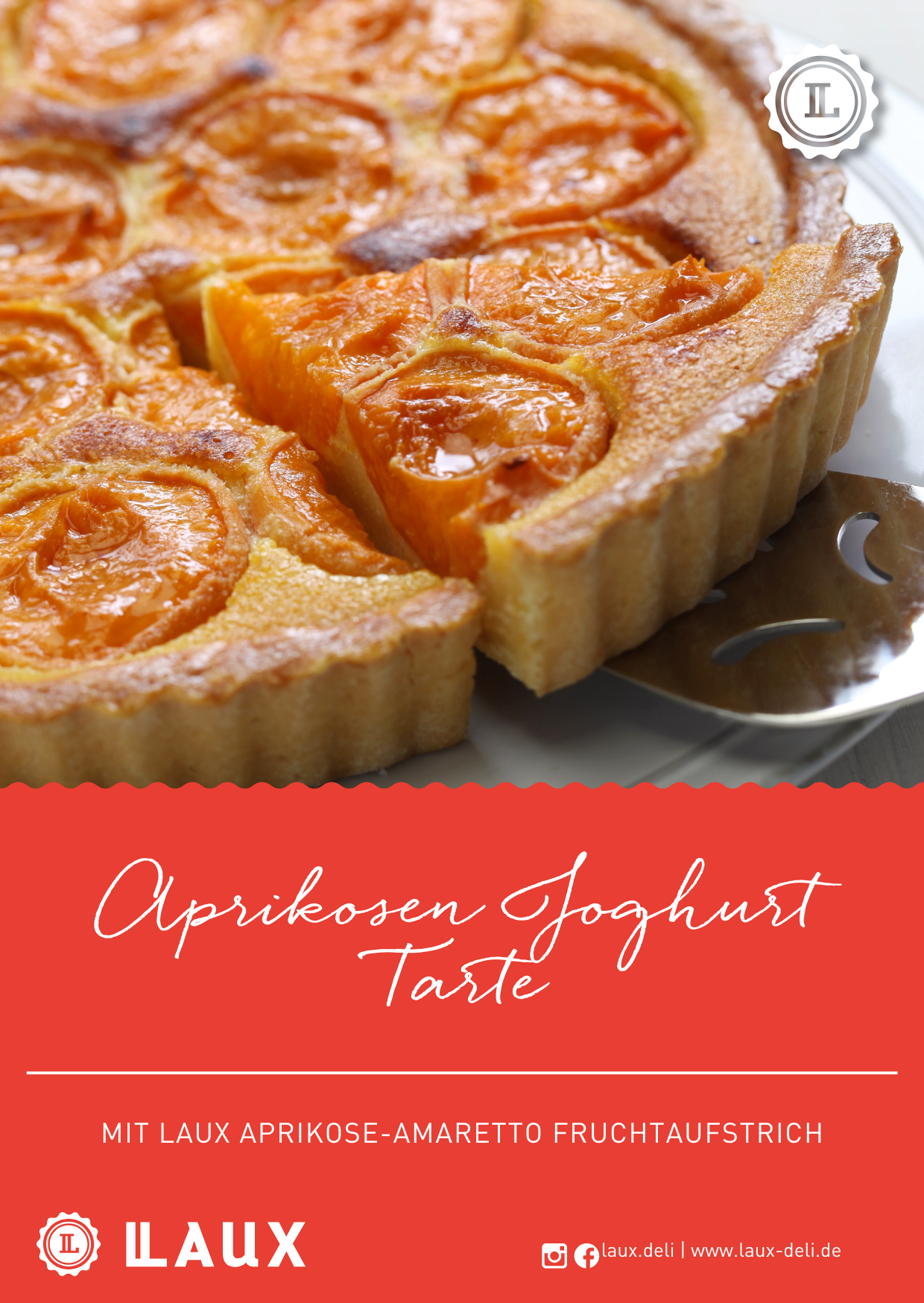 Rezeptkarte "Aprikosen Joghurt-Tarte" für Aprikose-Amaretto Fruchtaufstrich Art. 3321029