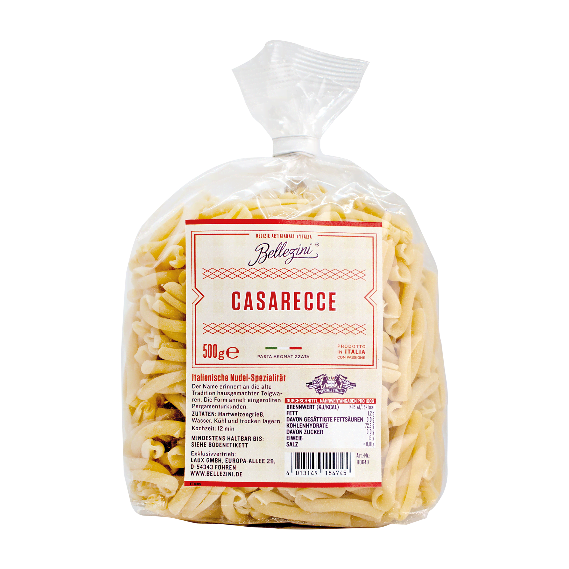 Casarecce - Original italienische Pasta Bellezini Casarecce Nudeln in Tüte