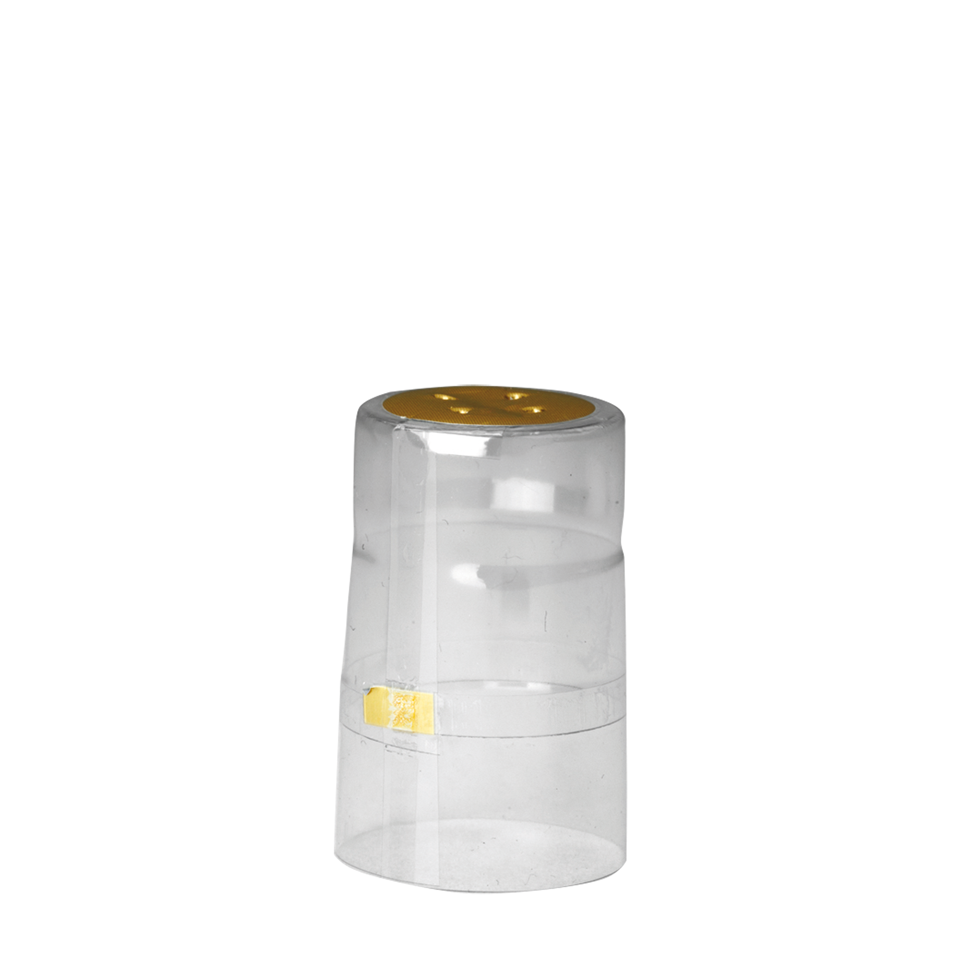 Klarsichtkapsel klein 20 x 35 mm - mit Abriss & Golddeckel Klarsichtkapsel klein 20 x 35 mm - mit Abriss & Golddeckel