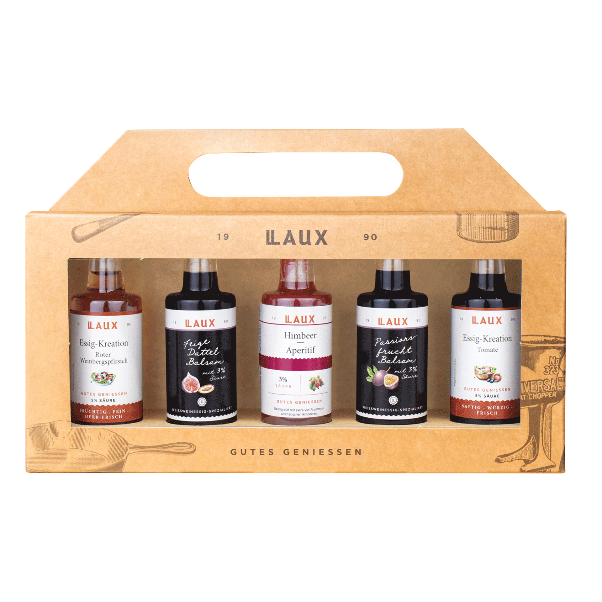 Essig Geschenkset - 5 x 40 ml in hochwertiger Geschenkverpackung Essig Geschenkset im Geschenkkarton