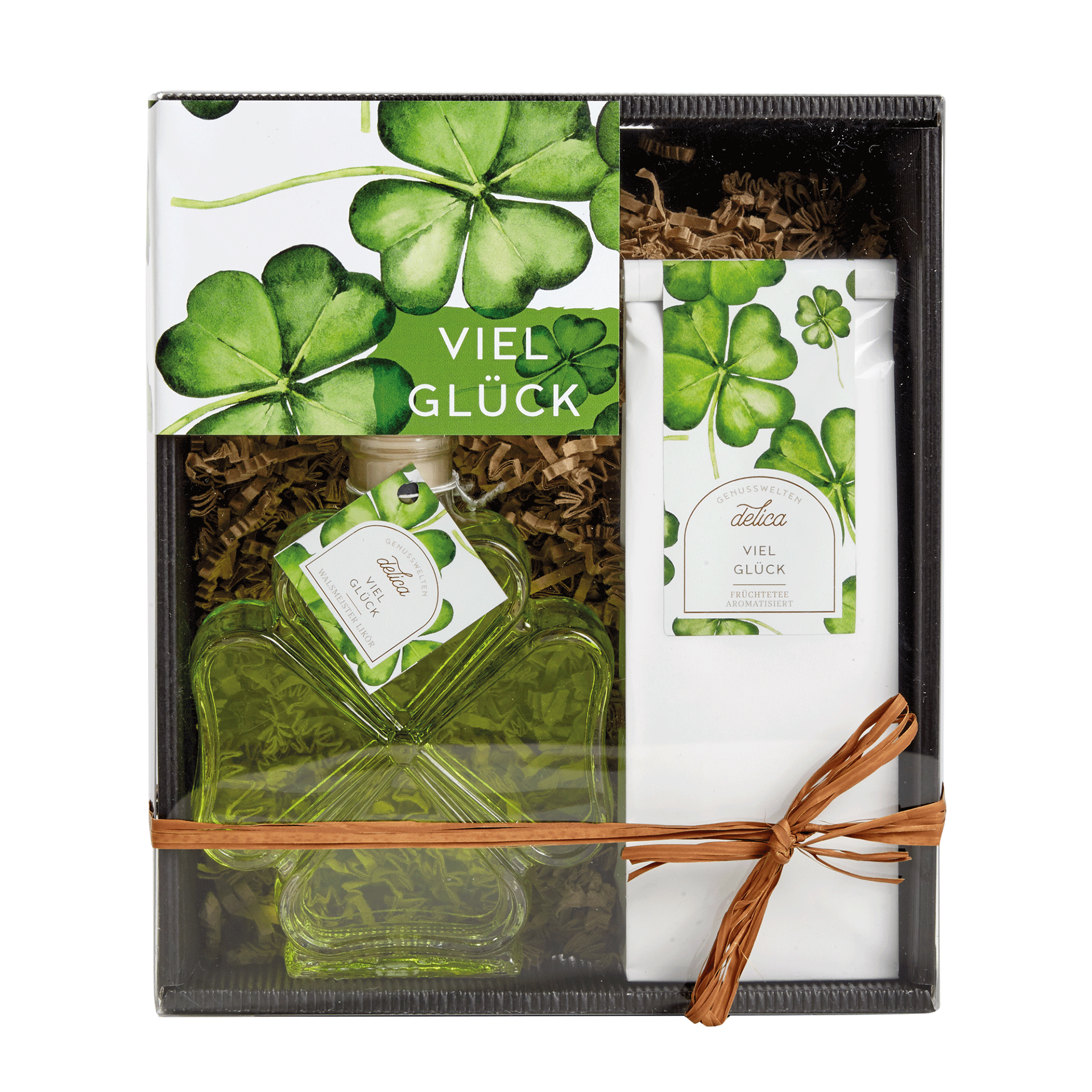 Viel Glück Geschenkset mit Likör und Früchtetee Viel Glück Geschenkset mit Likör und Früchtetee
