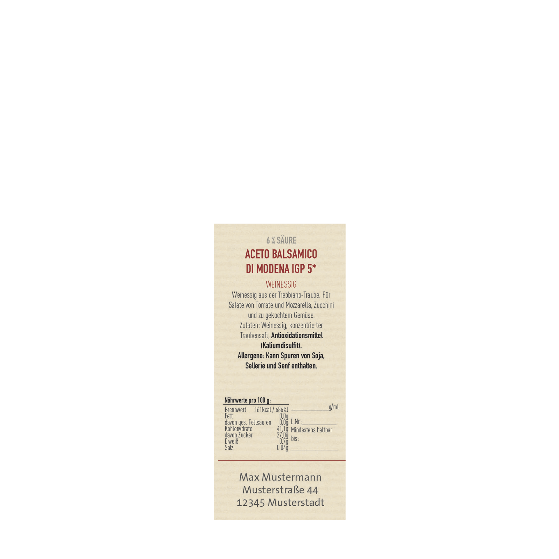 Selbstklebe-Etikett natur - bedruckt - 42 x 97 mm Selbstklebe-Etikett natur - bedruckt - 42 x 97 mm