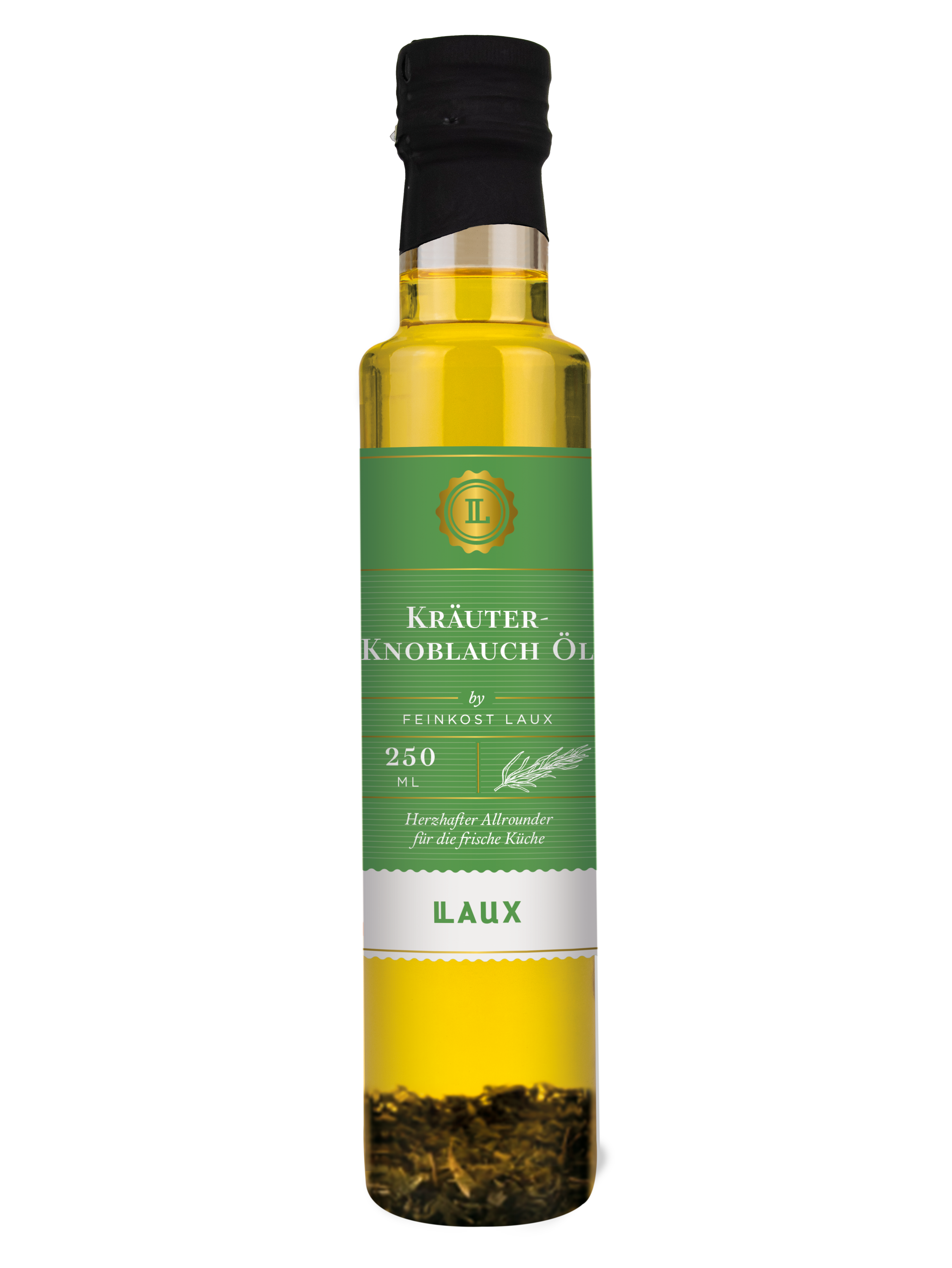 Kräuter-Knoblauch Öl mit Einlage von Kräutern - 250ml Flasche
