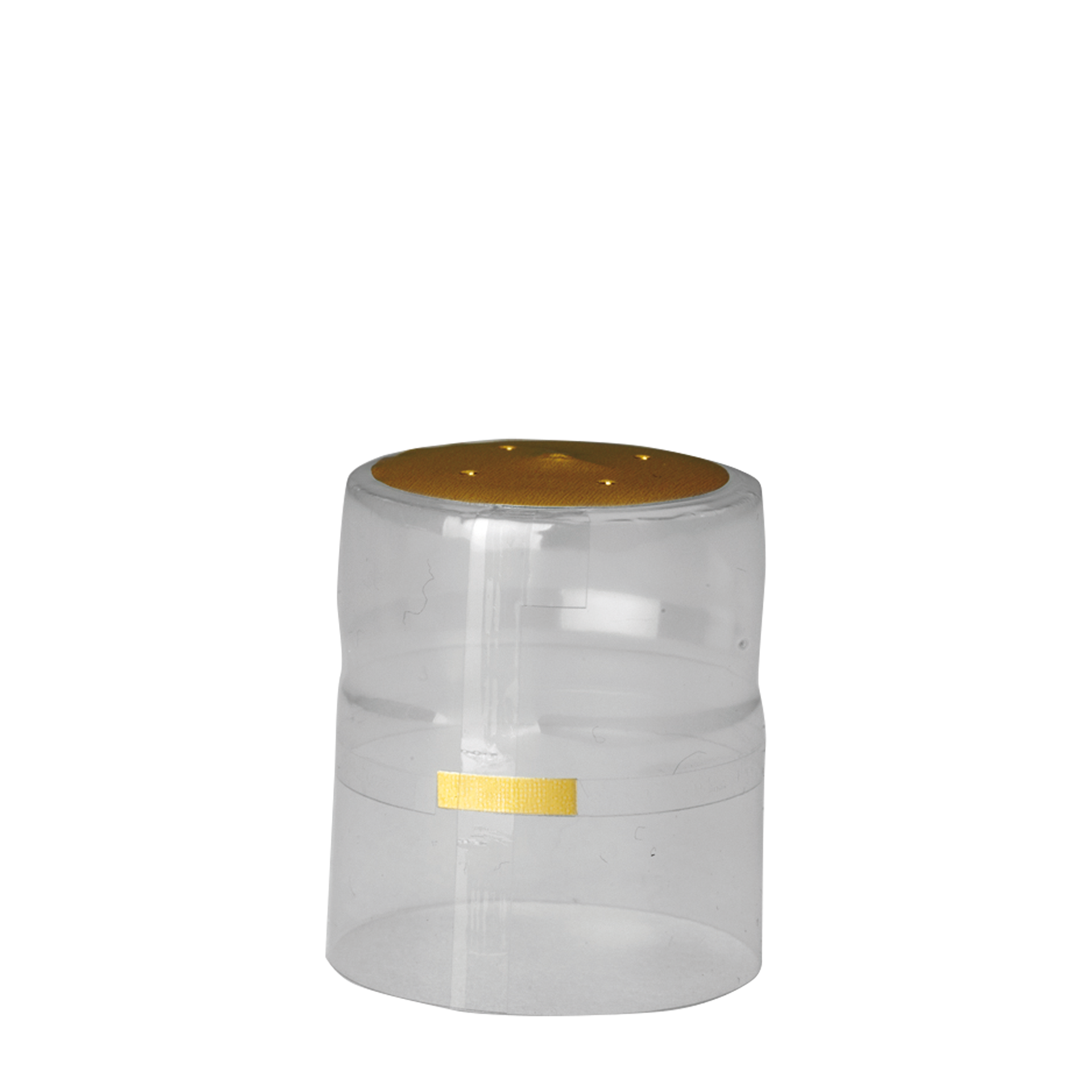 Klarsichtkapsel klein 25 x 30 mm - mit Abriss + Golddeckel Klarsichtkapsel klein 25 x 30 mm - mit Abriss + Golddeckel