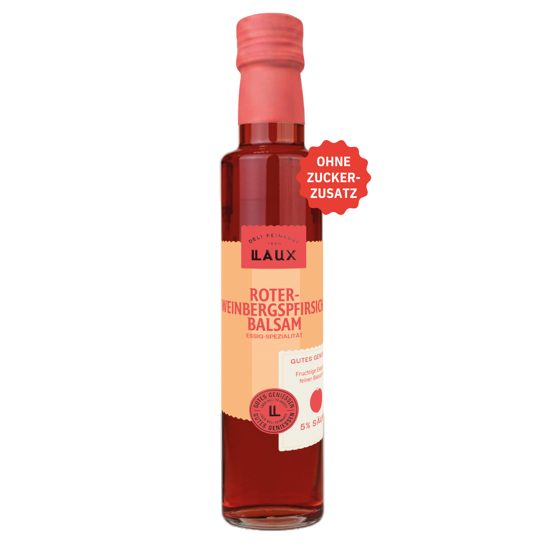 Roter-Weinbergspfirsich Balsam - ohne Zuckerzusatz - 250 ml Flasche - 5 % Säure