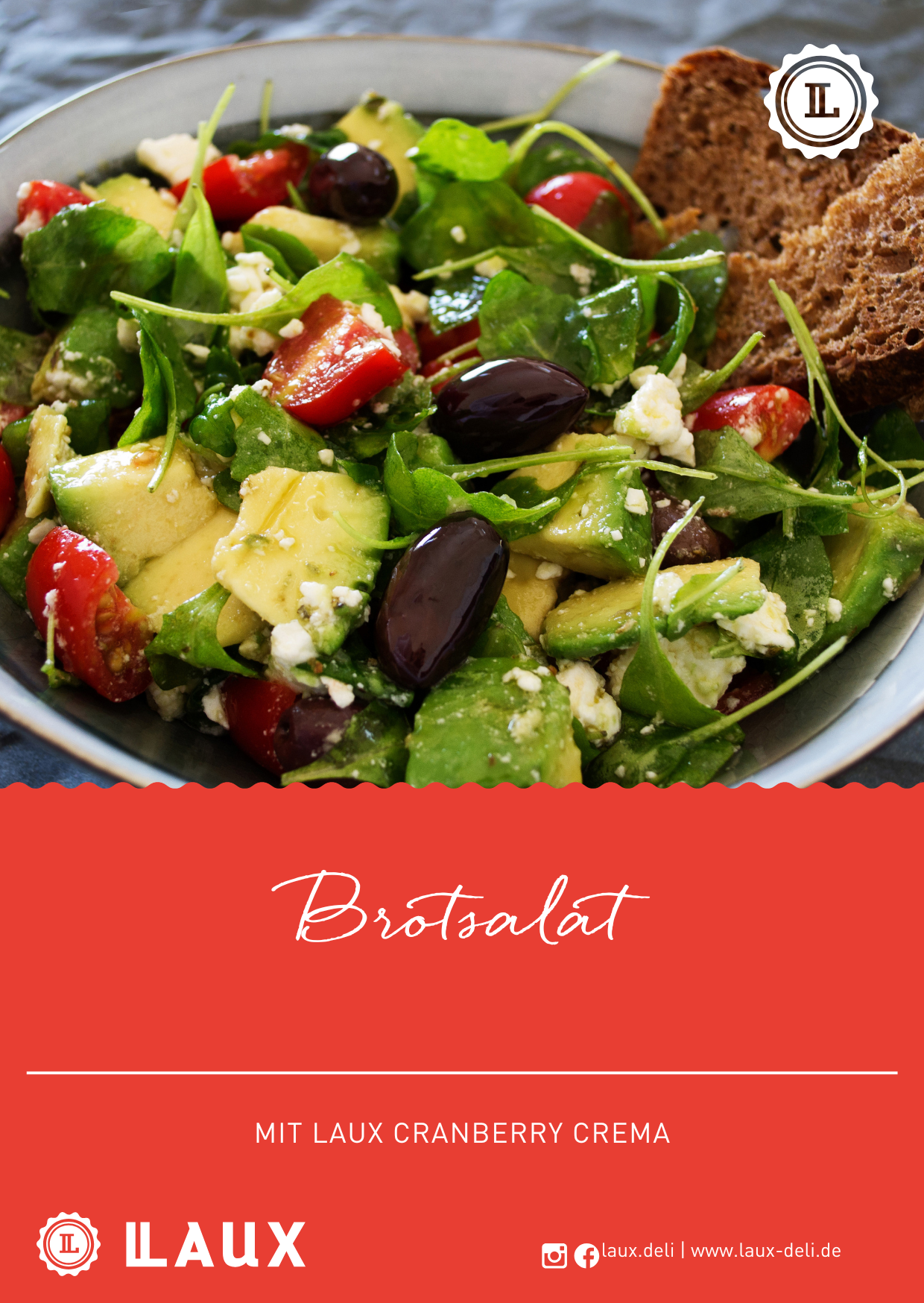 Rezeptkarte "Brotsalat" für Cranberry Crema Art. 2515898, 405898, 5898